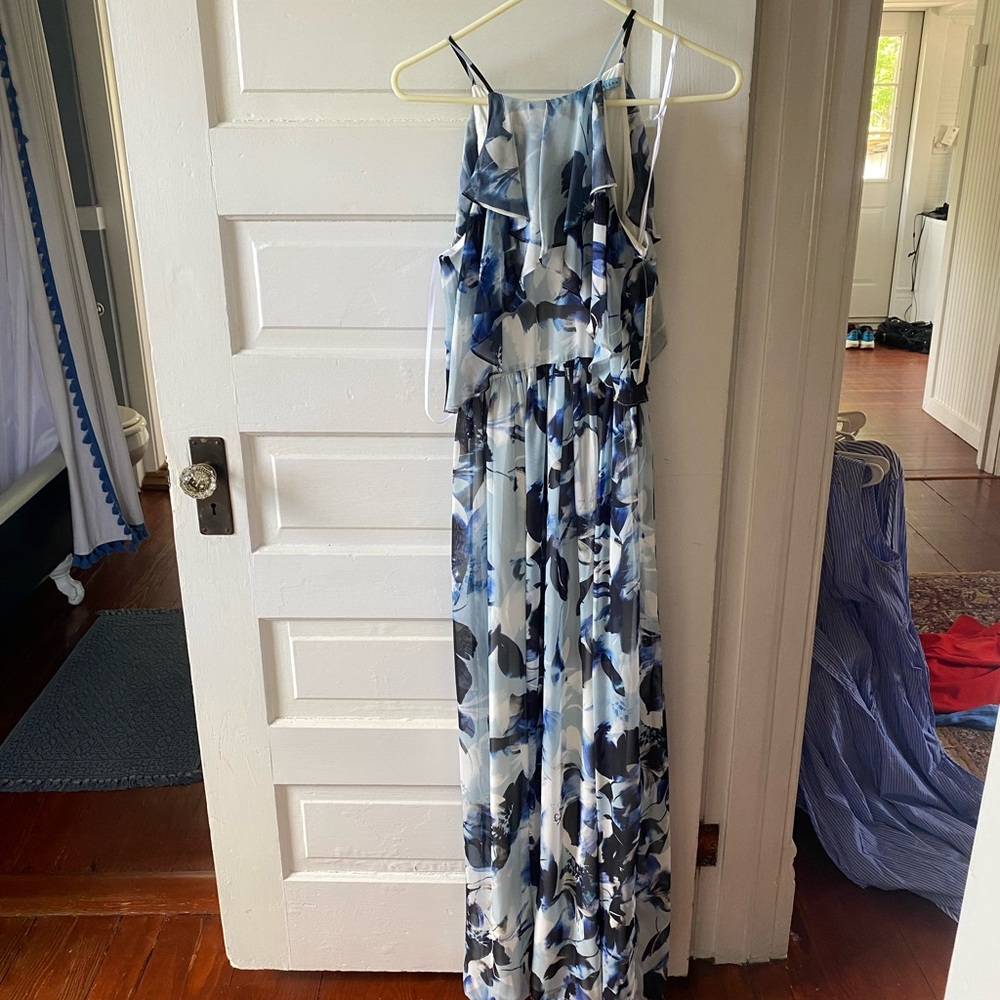 ANTONIO MELANI Blue and White Watercolor Dress